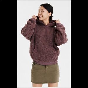 AMERICAN EAGLE - Sherpa Hoodie - Plum - XS